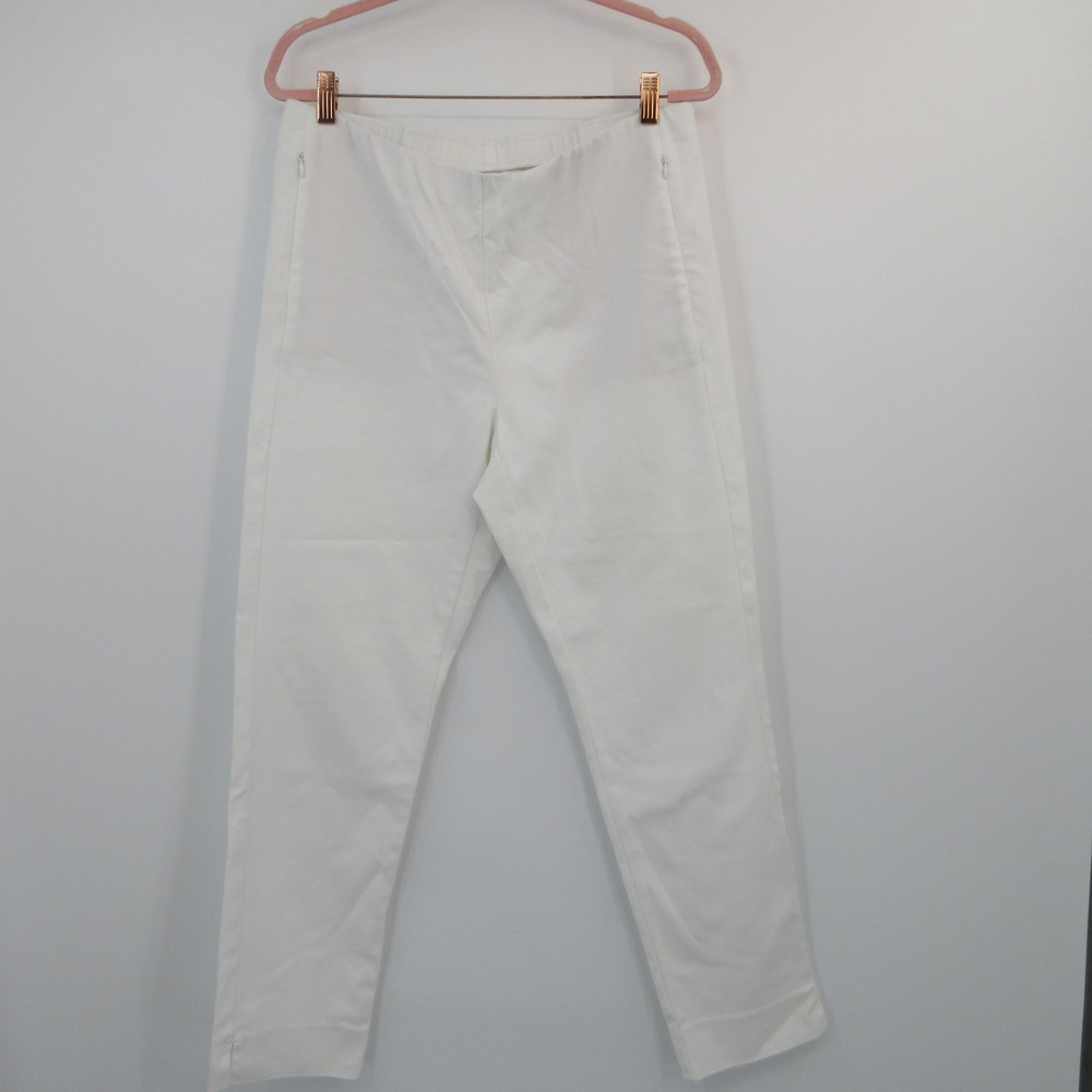 J.Jill Essential Cotton-Stretch White Slim Side Zip Pants Womens 12